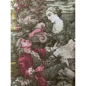 Vintage French Tapestry fabric Home Decor Tapestry 54x18” people nature scenes